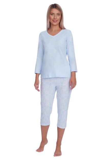 Dámské pyžamo s 3/4 rukávem, 104574 40, světle modrá (Velikost M)
