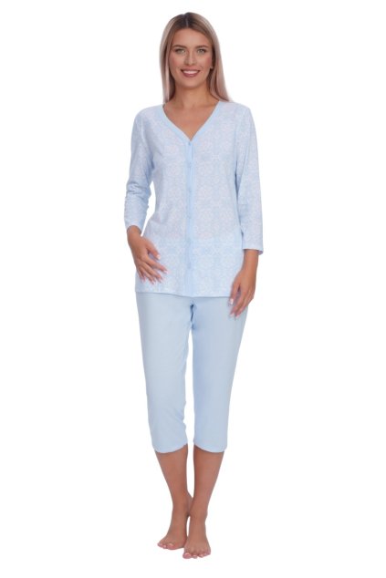 Dámské pyžamo s 3/4 rukávem, 104575 40, světle modrá (Velikost M)