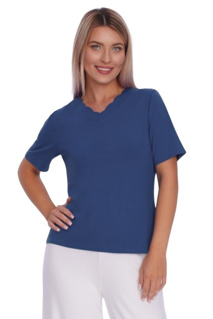 Dámská halenka s krátkým rukávem, 1N3129 374, modrá (Velikost 38)