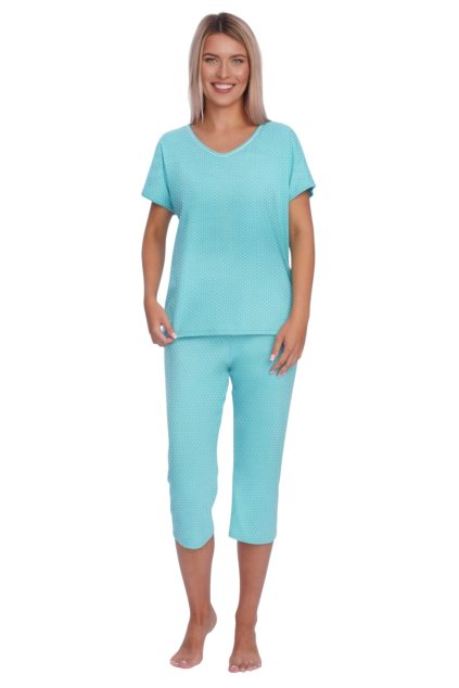 Dámské pyžamo s krátkým rukávem, 104823 948, tyrkysová (Velikost L)
