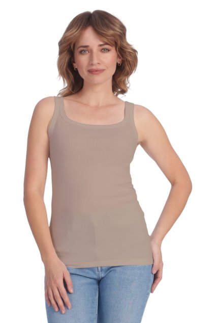 Dámská halenka se širokými ramínky, 103557 340, béžová (Velikost M)