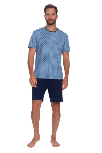 Pánské pyžamo s krátkým rukávem, 204150 472, modrá (Velikost M)