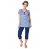 Dámské pyžamo s krátkým rukávem a 3/4 nohavicemi, 104221 658, bílá/modrá (Velikost XXL)