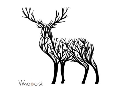 Silueta jeleňa z konárov – majestátny drevený výrez