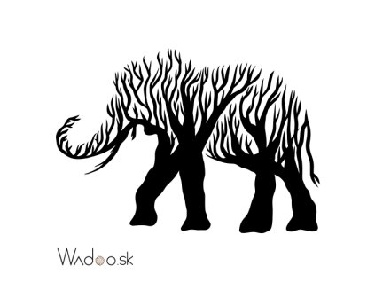 Slon z vetiev – symbol sily ako drevená nálepka na stenu