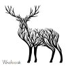 Silueta jeleňa z konárov – majestátny drevený výrez