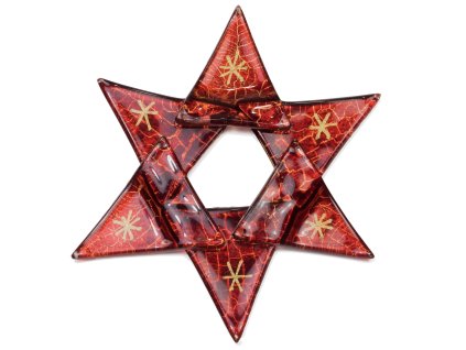 Bożonarodzeniowa szklana ozdobna gwiazda w kolorze antycznej czerwieni 01 - gwiazdki