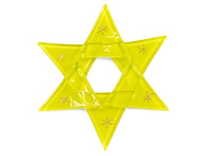 Bożonarodzeniowa szklana ozdobna gwiazda w neonowym żółtym kolorze