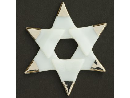 Bożonarodzeniowa szklana ozdobna gwiazda Biała - srebrne kolce