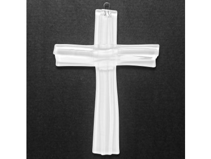 Biały krzyż ścienny ze szkła warstwowego WAGA