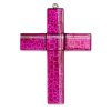 Klasyczny krzyż ścienny WAGA, kolor głęboki róż – elegancka ozdoba domu i kapliczki