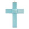 Szklany krzyż z okazji chrztu jasnoniebieski - ze spiralą