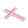 Szklany krzyż z okazji chrztu pastelowy różowy - z liniami