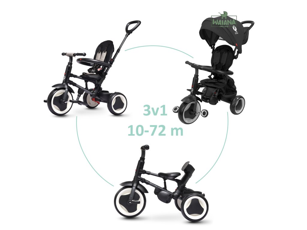 QPLAY Trojkolka Rito eva plus Black, vek 10-72 mesiacov