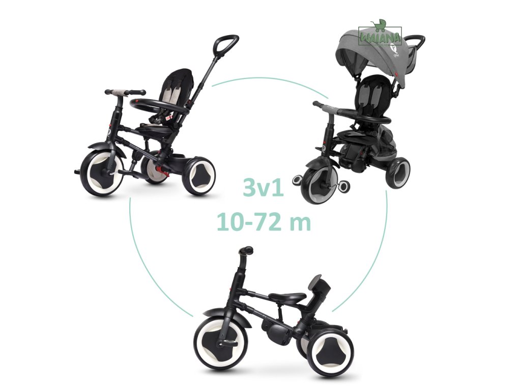 QPLAY Trojkolka Rito eva plus Grey, vek 10-72 mesiacov