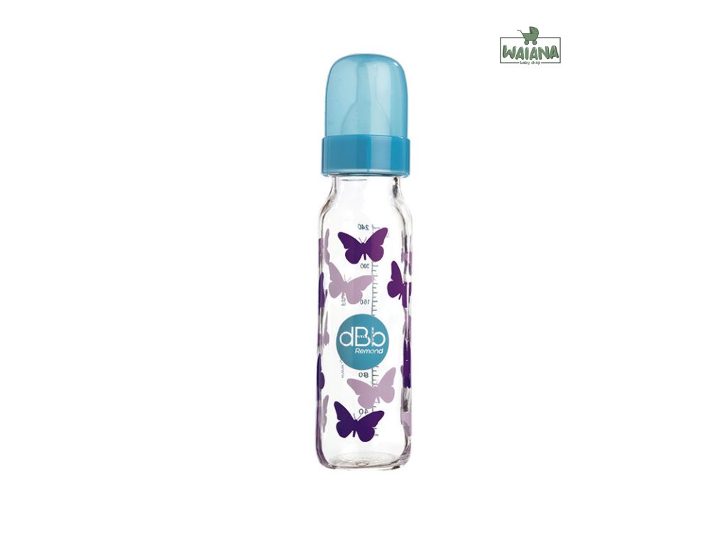dBb Remond Dbb Detská Sklenená fľaša Papillons 240 Ml Barva: Fialová/Tyrkysová