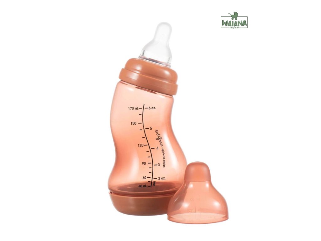 Dojčenská S-fľaška Difrax antikoliková, tehlová, 170 ml