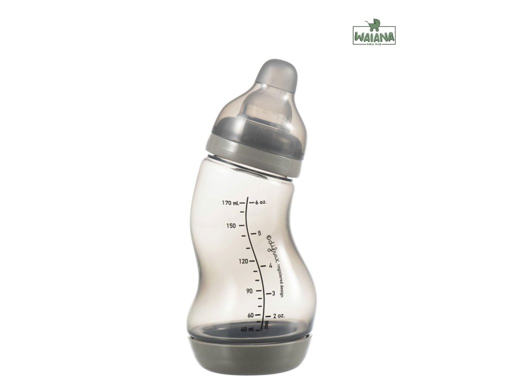 Dojčenská S-fľaška Difrax antikoliková, šedá, 170 ml