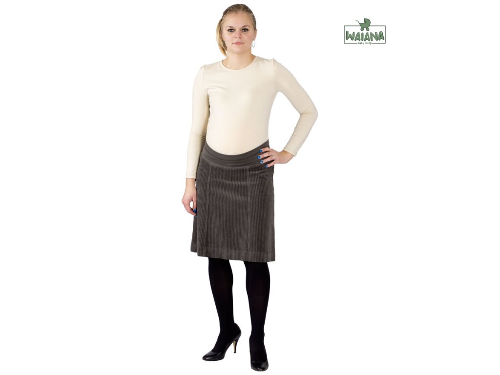 Tehotenská menčestrová sukňa Rialto Bailly khaki 19233 Dámská veľkosť: 42