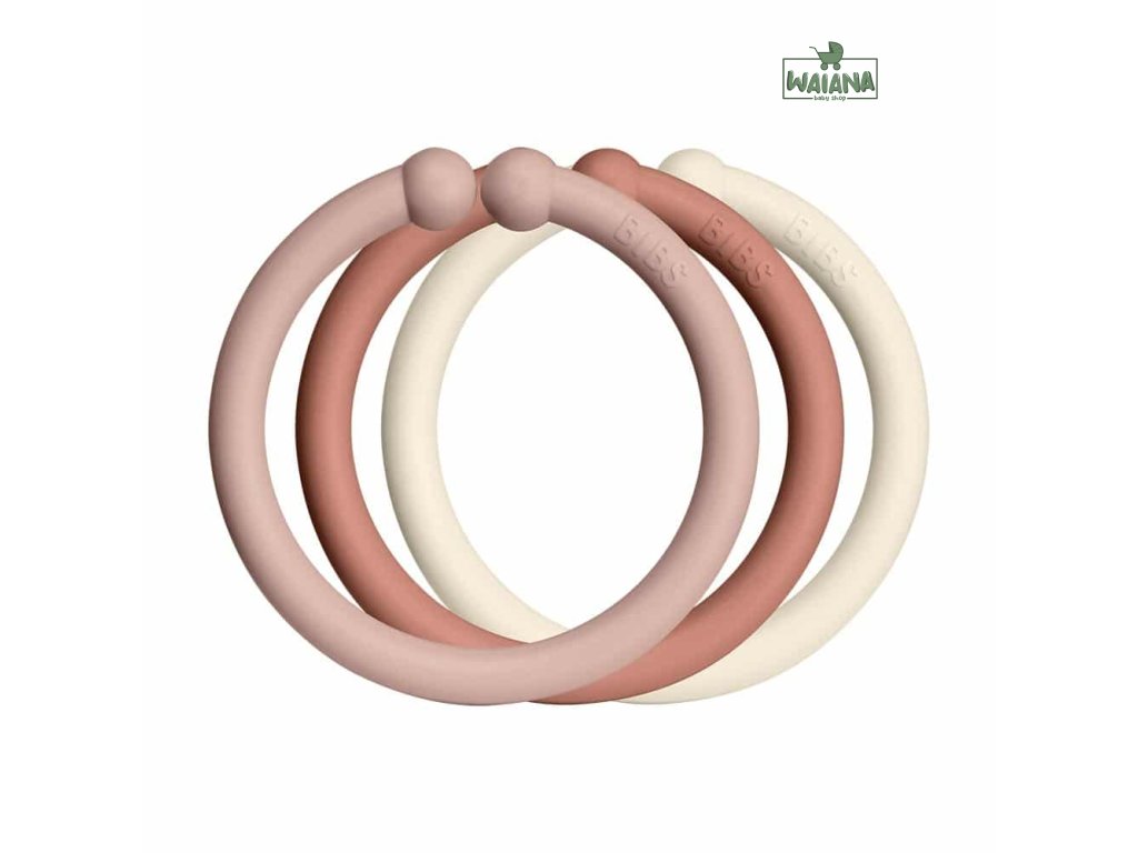 BIBS Loops krúžky 12ks,Blush / Woodchuck / Ivory