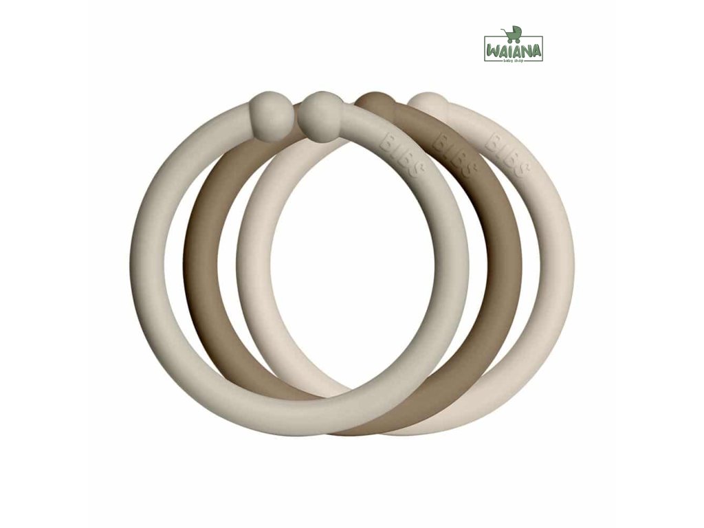BIBS Loops krúžky 12ks,Sand / Dark Oak / Vanilla