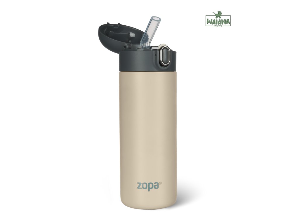 Termoska na tekutiny s brčkem 400 ml, Cookie beige