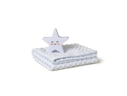 INTERBABY | SET Deka extra mäkká guličky + lampička HVIEZDA  - MODRÁ