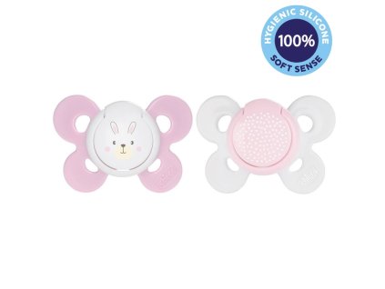 CHICCO Cumlík Physio Comfort silikónový 2-6m dievča - zajačik/bodky 2 ks