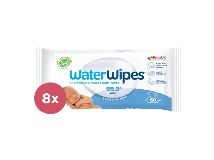 8x WATERWIPES Vlhčené obrúsky bez obsahu plastov 60 ks ( 480 ks )