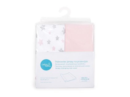 CEBA Poťah na prebaľovaciu podložku 50x70-80 cm 2 ks Candy Pink+Pink Stars