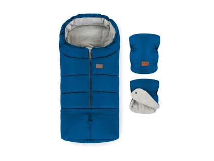 PETITE&MARS Set zimný fusak Jibot 3v1 + rukavice na kočík Jasie Ocean Blue