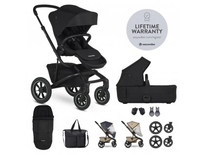 EASYWALKER Set XXL kočík kombinovaný Jimmey Air Pepper Black s príslušenstvom