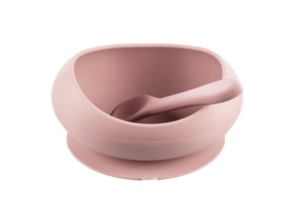 Silikónová miska s vyvýšenými okrajmi a prísavkou, Old Pink