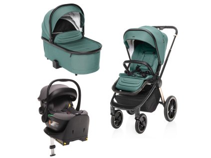Set kočík Move Cross 3 + hlboká korba Move XL 3 + autosedačka XM podľa vlastného výberu + báza, Antique Green/Gold