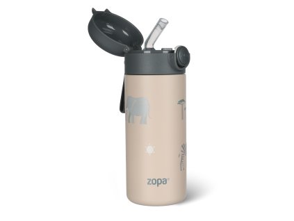Termoska na tekutiny s brčkem a silikonovým držákem 350 ml, Safari