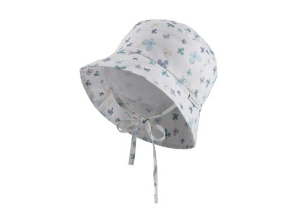 STERNTALER Klobúk letný na zaväzovanie motýliky organická bavlna UV 30+ biela dievča- 45 cm 6-9 m