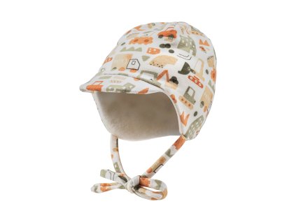 STERNTALER Čiapka na zaväzovanie so šiltom podšitá bágrik ecru chlapec veľ. 47 cm - 9-12 m