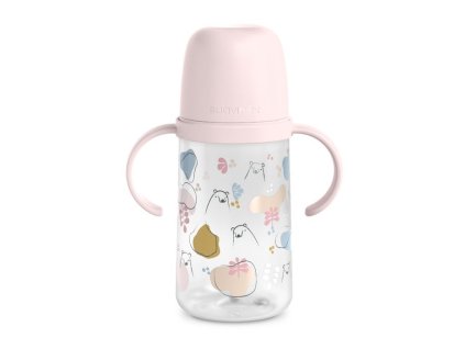 SUAVINEX | DRUHÁ fľaša s uškami BEAR 270 ml - RUŽOVÁ