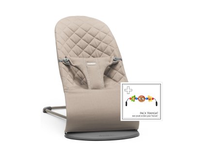 BABYBJORN Lehátko BabyBjörn Bouncer Bliss Sand Grey Woven + hračka očička Googly Eyes