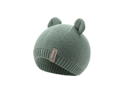 STERNTALER Čiapka pletená GOTS bavlnená s uškami zelená uni veľ. 45 cm - 6-9 m