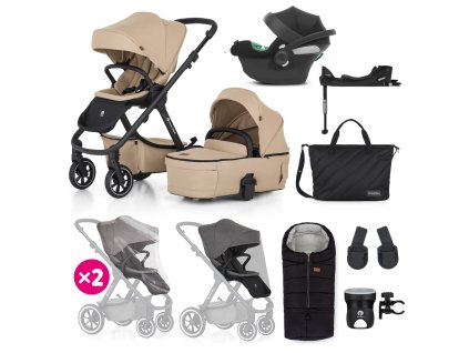 PETITE&MARS SET Kočík 4v1 ICON Mocha Beige XXL RWS + CYBEX Aton B2 i-Size