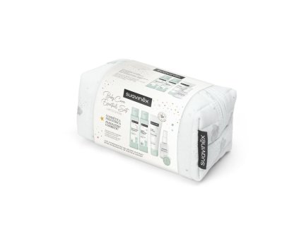 SUAVINEX | Kozmetická sada na cesty V BAVLNĚNÉ TAŠTIČKE- modrá