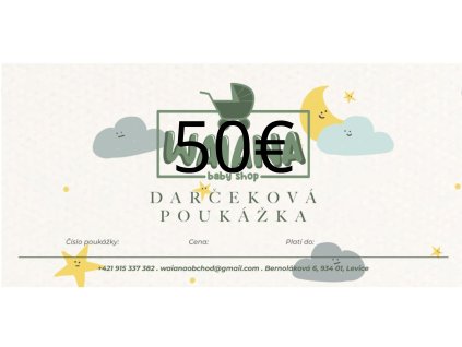 Darčekový poukaz - platnosť 6 mesiacov 50 EUR
