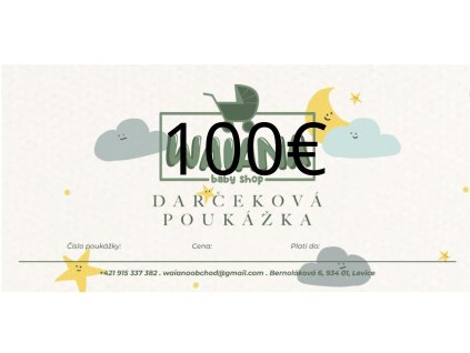 Darčekový poukaz - platnosť 6 mesiacov 100 EUR