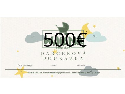 Darčekový poukaz - platnosť 6 mesiacov 500 EUR