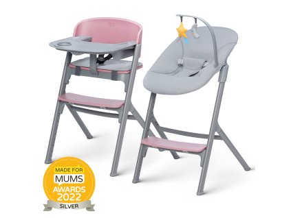 KINDERKRAFT SELECT Set jedálenská stolička Livy Aster Pink + lehátko Calmee, Premium