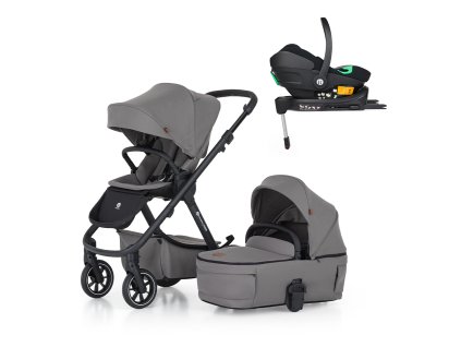 PETITE&MARS Kočík kombinovaný ICON 2v1 Dove Grey LITE RWS + Core Pro i-Size Black Grey + Báza
