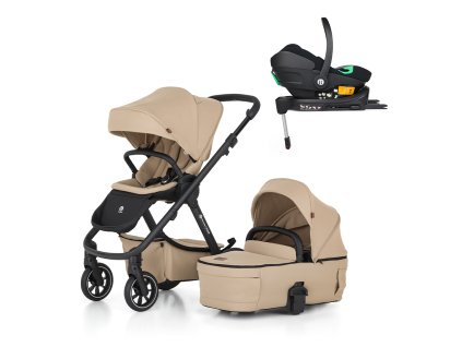 PETITE&MARS Kočík kombinovaný ICON 2v1 Mocha Beige LITE RWS + Core Pro i-Size Black Grey + Báza