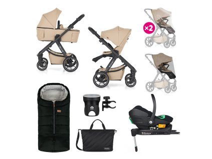 PETITE&MARS Kočík kombinovaný ICON 2v1 Mocha Beige XXL RWS + Core Pro i-Size Black Grey + Báza
