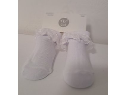 Ponožky s čipkou biele veľ. 3-6 mes.